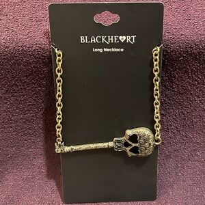 Blackheart Skeleton Key Pendant Necklace - New With Tags